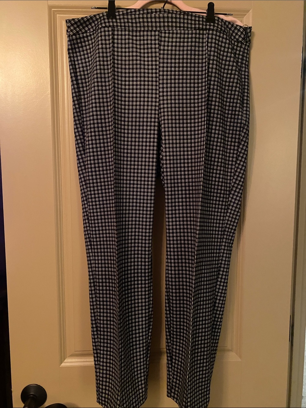 Michael Kors Black White Houndstooth Plaid Tailored Pants Size 0X Side Zip Stret